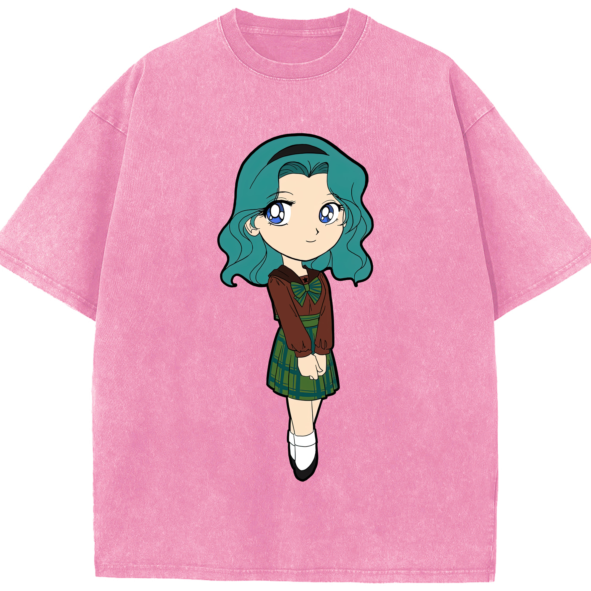 （画像用） 美少女戦士セーラームーン 海王 みちる（かいおう みちる） Sailor Moon Kaiou Michiru 綿100% ヴィンテージ風 半袖Tシャツ（フロントプリント）
